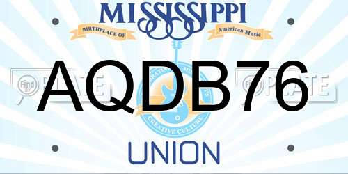AQDB76 Mississippi License Plate