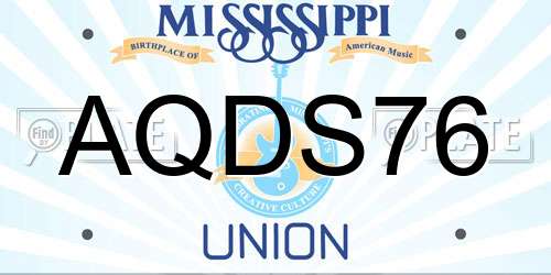AQDS76 Mississippi License Plate