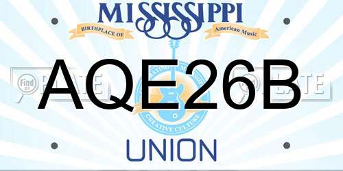 AQE26B Mississippi License Plate