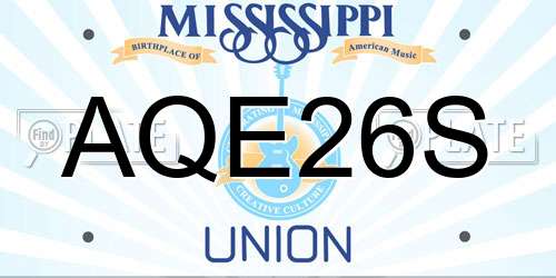 AQE26S Mississippi License Plate