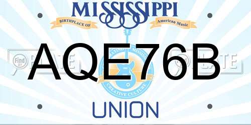 AQE76B Mississippi License Plate
