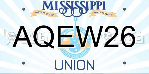 AQEW26 Mississippi License Plate