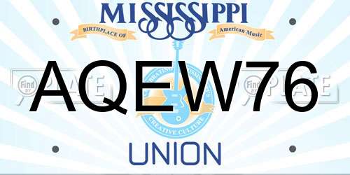 AQEW76 Mississippi License Plate