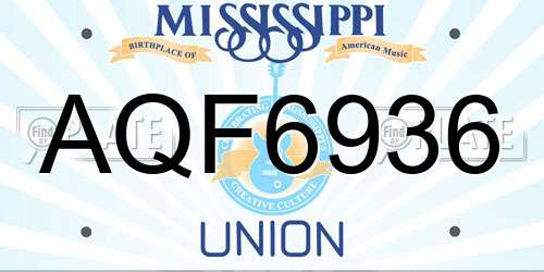 AQF6936 Mississippi License Plate