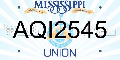 AQI2545 Mississippi License Plate