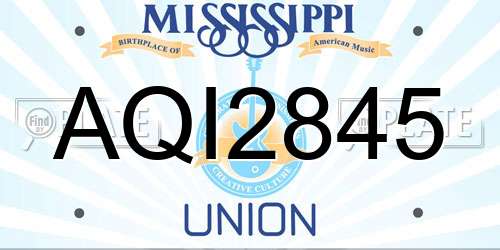AQI2845 Mississippi License Plate