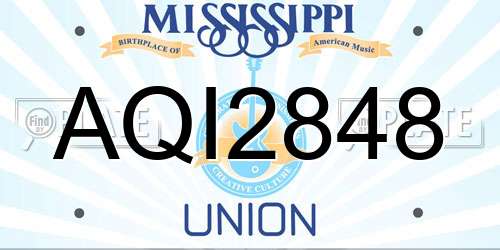 AQI2848 Mississippi License Plate