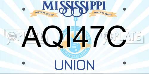 AQI47C Mississippi License Plate