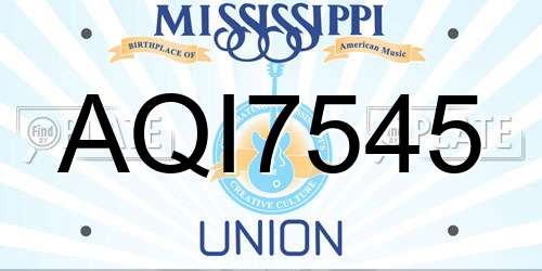 AQI7545 Mississippi License Plate