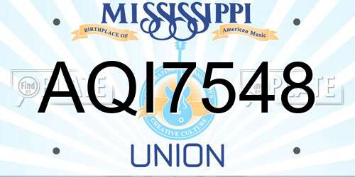 AQI7548 Mississippi License Plate