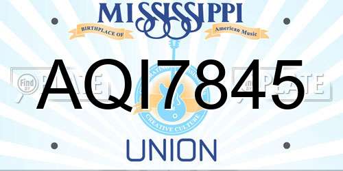 AQI7845 Mississippi License Plate