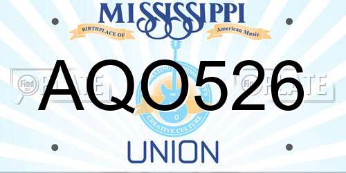 AQO526 Mississippi License Plate