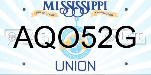 AQO52G Mississippi License Plate