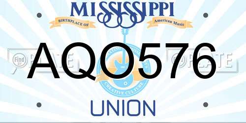 AQO576 Mississippi License Plate