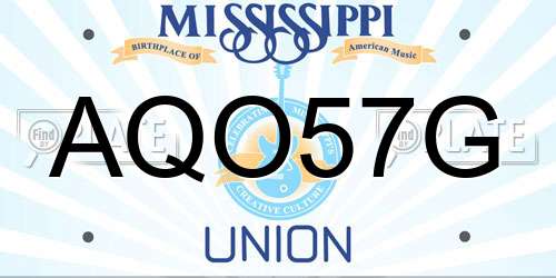 AQO57G Mississippi License Plate