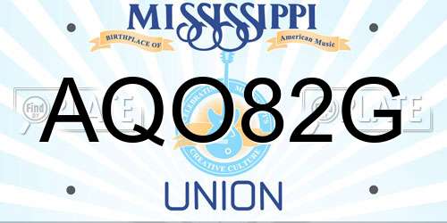 AQO82G Mississippi License Plate