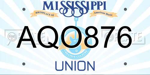 AQO876 Mississippi License Plate