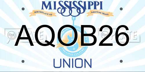 AQOB26 Mississippi License Plate