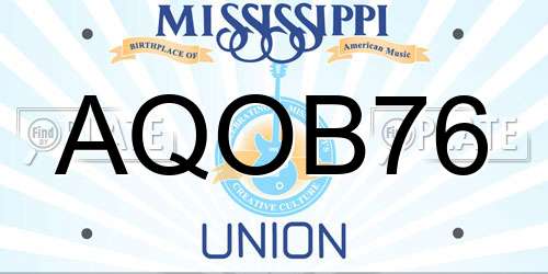 AQOB76 Mississippi License Plate