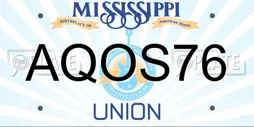 AQOS76 Mississippi License Plate