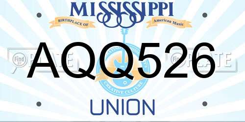 AQQ526 Mississippi License Plate