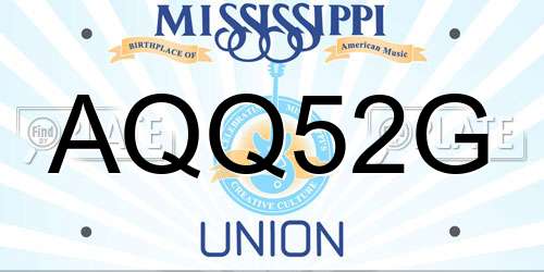 AQQ52G Mississippi License Plate
