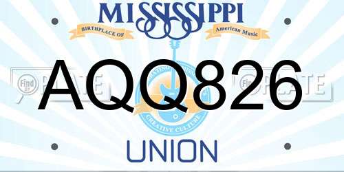 AQQ826 Mississippi License Plate