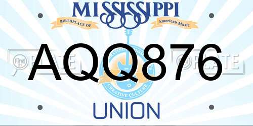 AQQ876 Mississippi License Plate