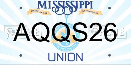 AQQS26 Mississippi License Plate