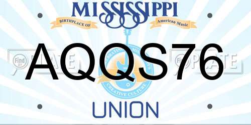 AQQS76 Mississippi License Plate