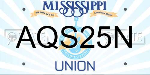 AQS25N Mississippi License Plate