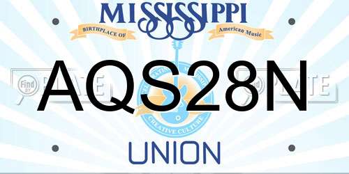 AQS28N Mississippi License Plate