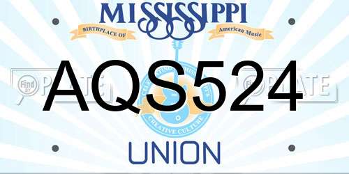 AQS524 Mississippi License Plate