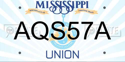 AQS57A Mississippi License Plate