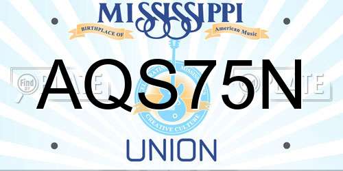 AQS75N Mississippi License Plate