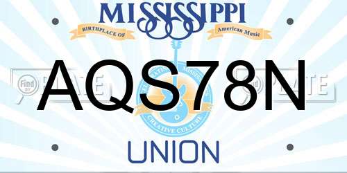 AQS78N Mississippi License Plate