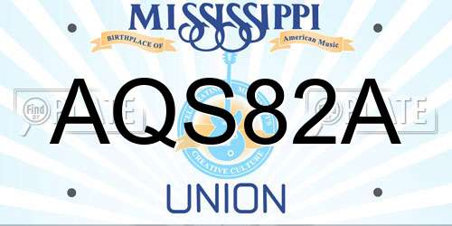 AQS82A Mississippi License Plate