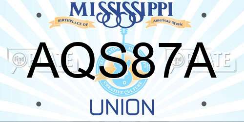 AQS87A Mississippi License Plate