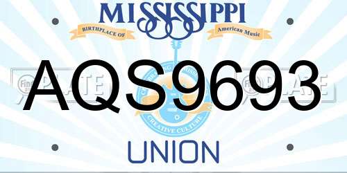 AQS9693 Mississippi License Plate