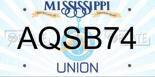 AQSB74 Mississippi License Plate