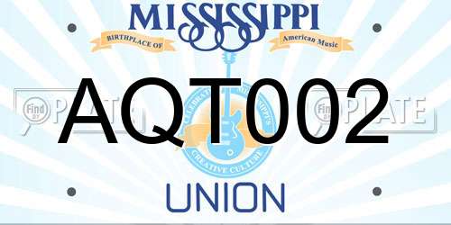AQT002 Mississippi License Plate