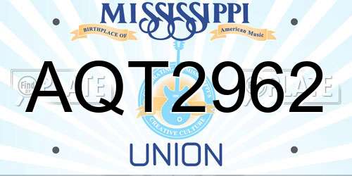 AQT2962 Mississippi License Plate