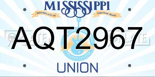 AQT2967 Mississippi License Plate