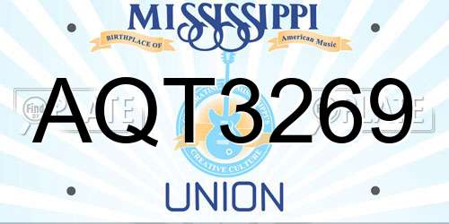 AQT3269 Mississippi License Plate