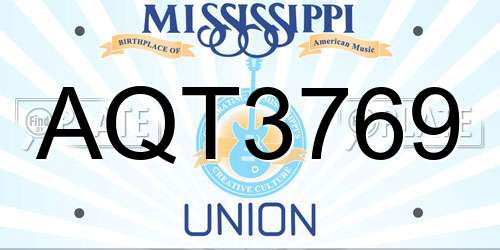 AQT3769 Mississippi License Plate