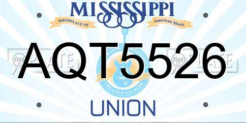 AQT5526 Mississippi License Plate