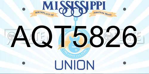 AQT5826 Mississippi License Plate