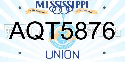 AQT5876 Mississippi License Plate