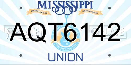 AQT6142 Mississippi License Plate