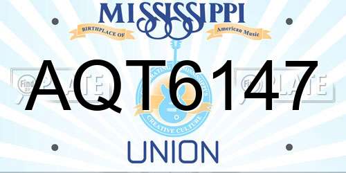 AQT6147 Mississippi License Plate